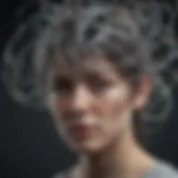 Abstract representation of the mind with swirling thoughts