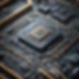 A detailed microscopic view of an advanced AI chip showcasing intricate circuitry.