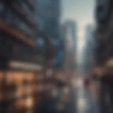 Seamless Integration of AI in Urban Living A futuristic cityscape integrating AI technologies seamlessly into daily life