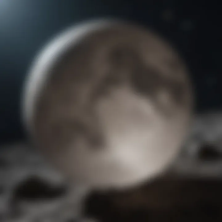 An artistic portrayal of the Moon in cosmic history.