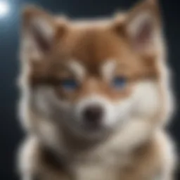 A beautiful Pomsky with striking blue eyes