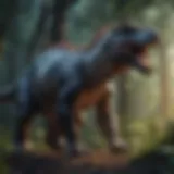An artistic representation of an extinct species being revived through advanced biotechnology.
