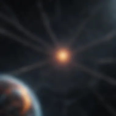 Cosmic Web and Dark Matter Illustration depicting the cosmic web structure, highlighting dark matter's role in galaxy formation.