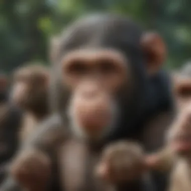 Genetic Connections Among Species A detailed graphic showing genetic similarities between humans and other primates.