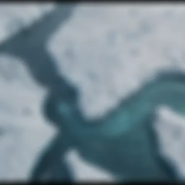 Map showing polar ice caps and their changes