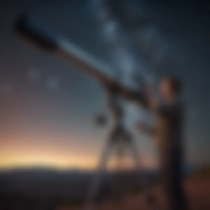 An astronomer observing celestial objects through a telescope