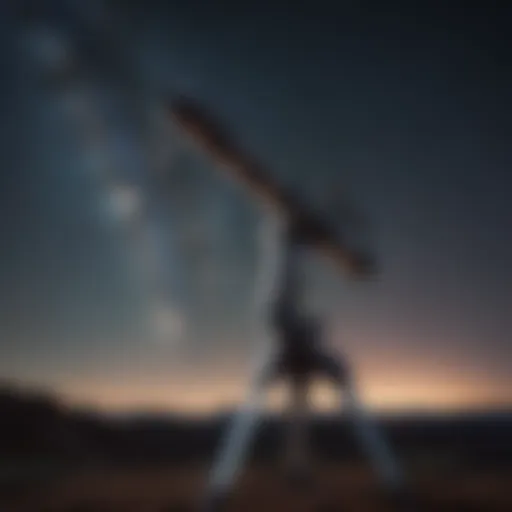 A modern telescope set against a starry sky