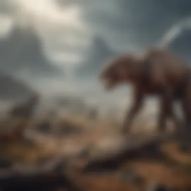 The Great Extinction A captivating scene depicting the extinction event that led to the demise of various species.