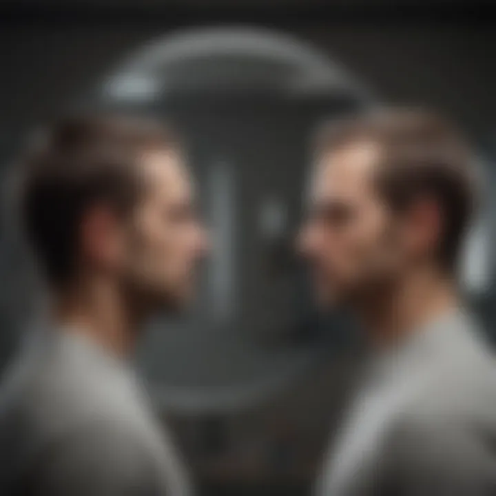 A diagram illustrating the cognitive processes involved in self-awareness during the mirror test