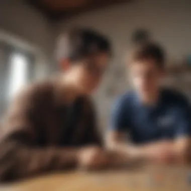 A mentor guiding a student through advanced mathematical concepts