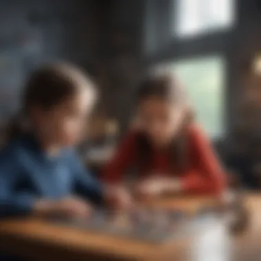 Children interacting with educational math games