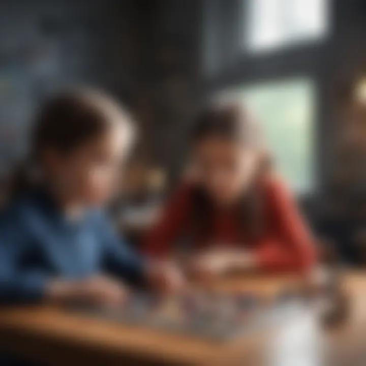 Children interacting with educational math games