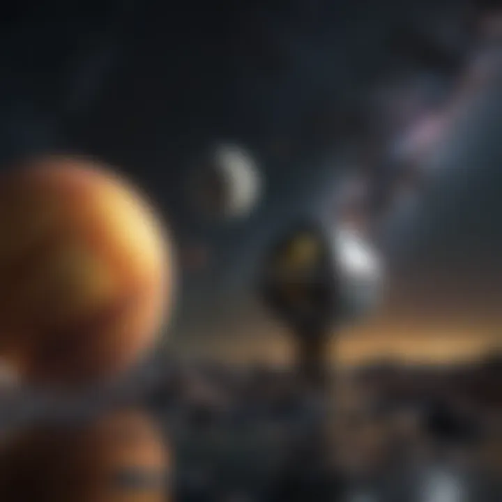 Artistic representation of distant stars and planets being observed by the James Webb Telescope