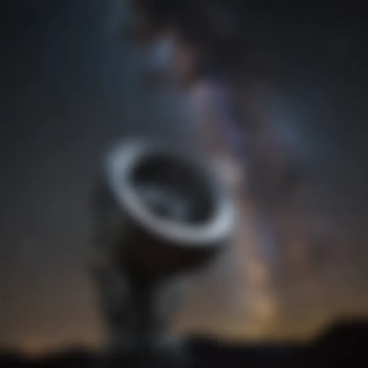 An artist's rendering of the telescope observing distant galaxies