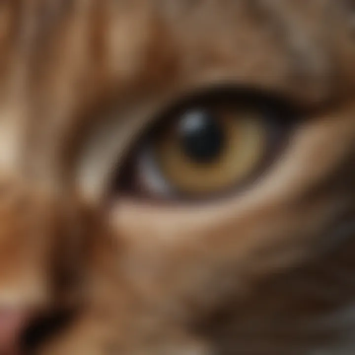 A close-up of a cat's eyes reflecting its emotions