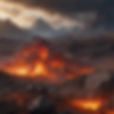 Primordial Earth: A Landscape of Life's Beginnings A vivid depiction of primordial Earth showcasing volcanic activity and a turbulent atmosphere.