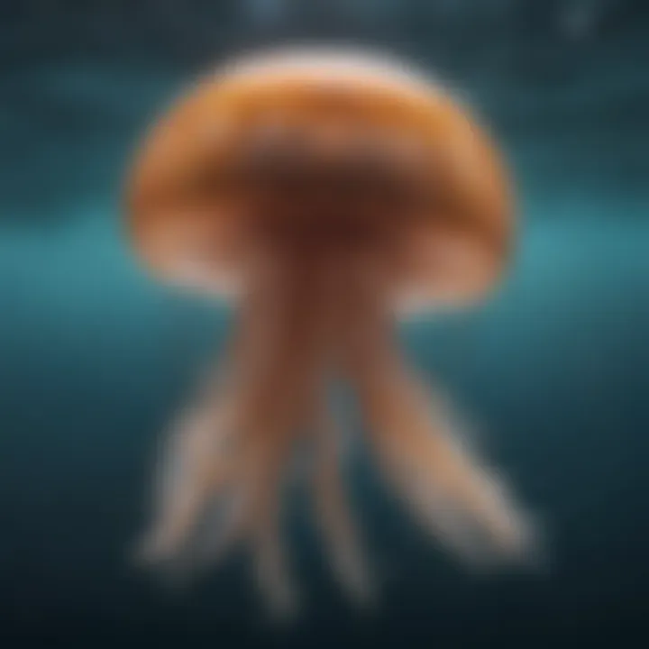 A close-up view of a jellyfish floating gracefully