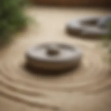 Tranquil Zen garden with raked sand and stones