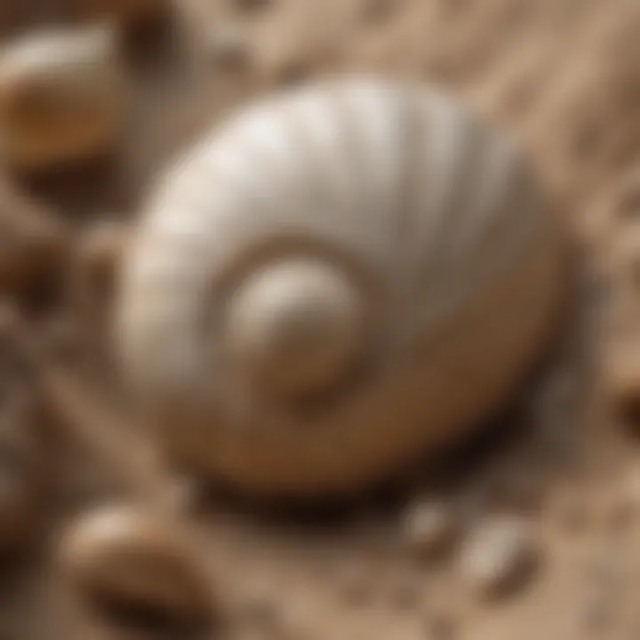 A close-up of a beautifully preserved prehistoric shell fossil.