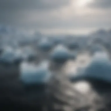 Melting Ice Caps and Sea Level Rise Visual of melting ice caps and rising sea levels
