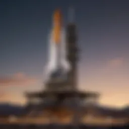 Launch pad of NASA telescope with rocket ready for takeoff