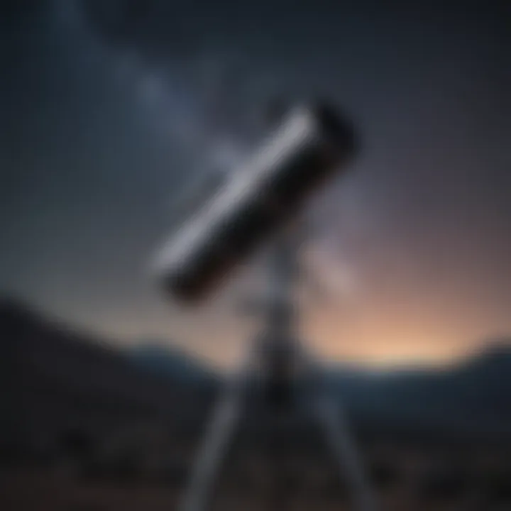 A telescope set up against a starry night sky