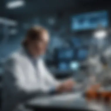 Innovative Research in Cancer Treatment A researcher working in a laboratory with advanced technology