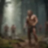 An artistic representation of Neanderthals in their natural habitat