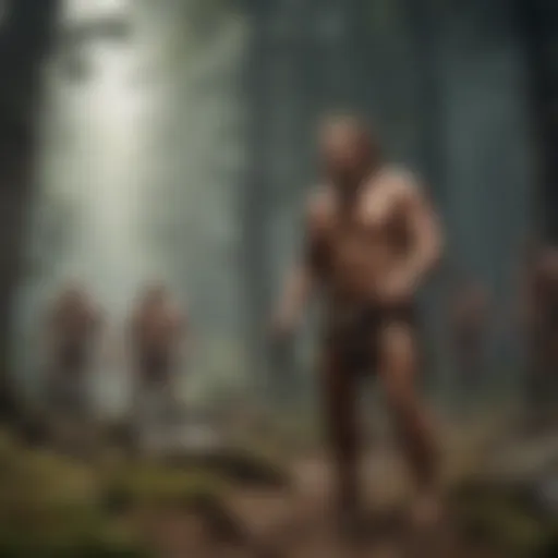 An artistic representation of Neanderthals in their natural habitat