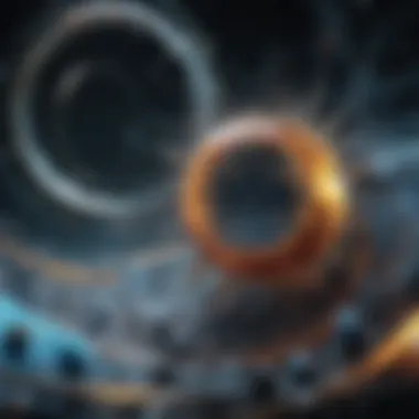 The Dynamics of Quarks and Gluons An artistic representation of quarks and gluons in a quantum field.