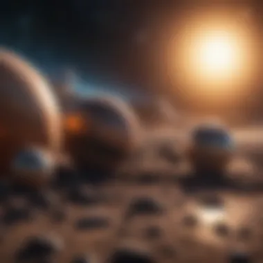 An artistic visualization of exoplanets in a distant galaxy