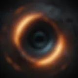 Artistic representation of a black hole and its event horizon