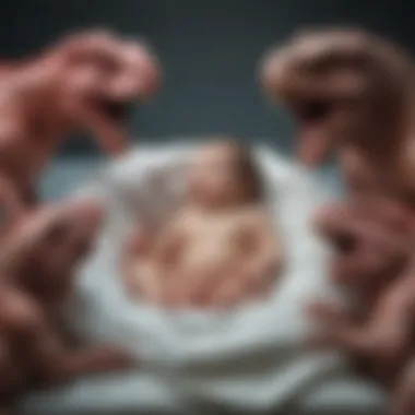 Evolutionary Adaptations in Live Birth Artistic representation of evolutionary adaptations in live birth across species