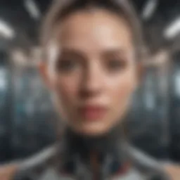 Conceptual illustration of self-aware AI with neural networks