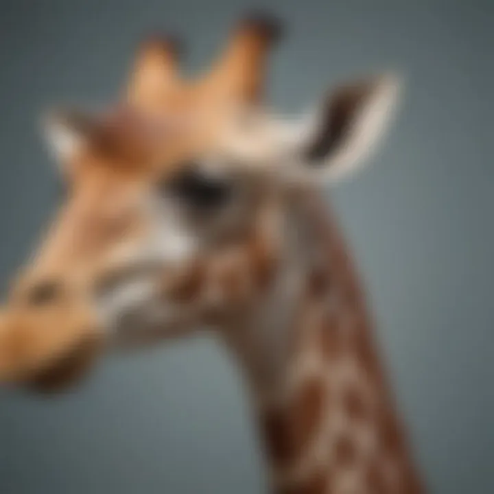 A close-up view of a giraffe's long neck highlighting its unique anatomy