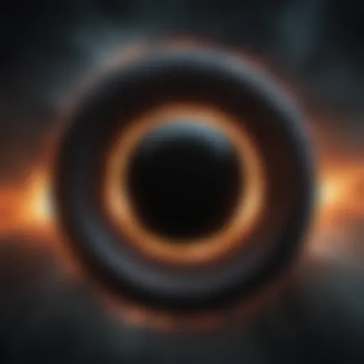 Artistic representation of a black hole and its event horizon