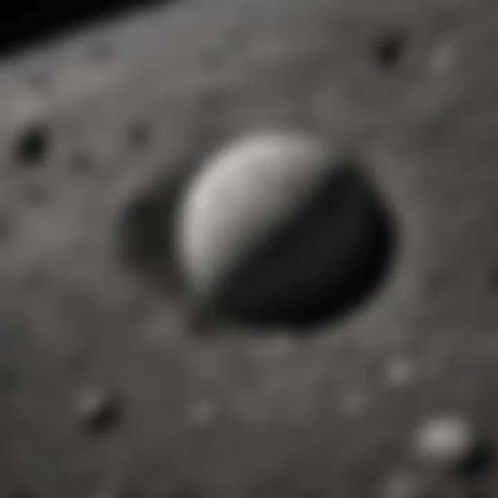 A close-up view of the moon's surface showcasing its craters and texture