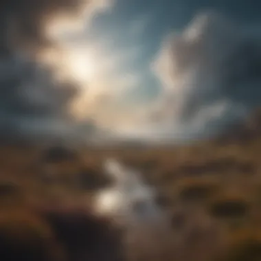Exploring Dream Landscapes A dream-like landscape with swirling clouds and mystical elements