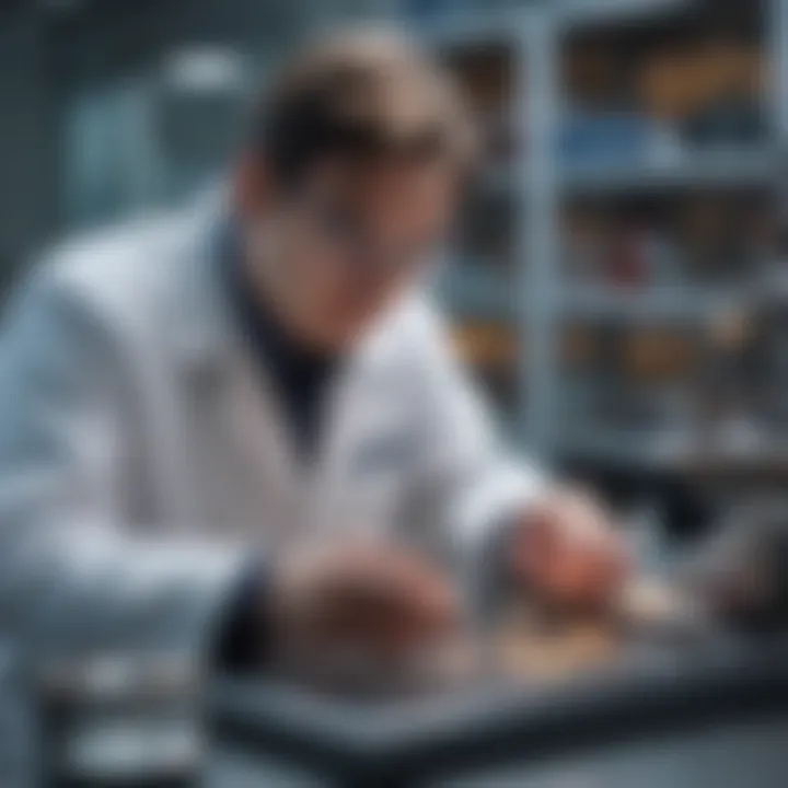 A scientist examining samples in a lab for astrobiology research