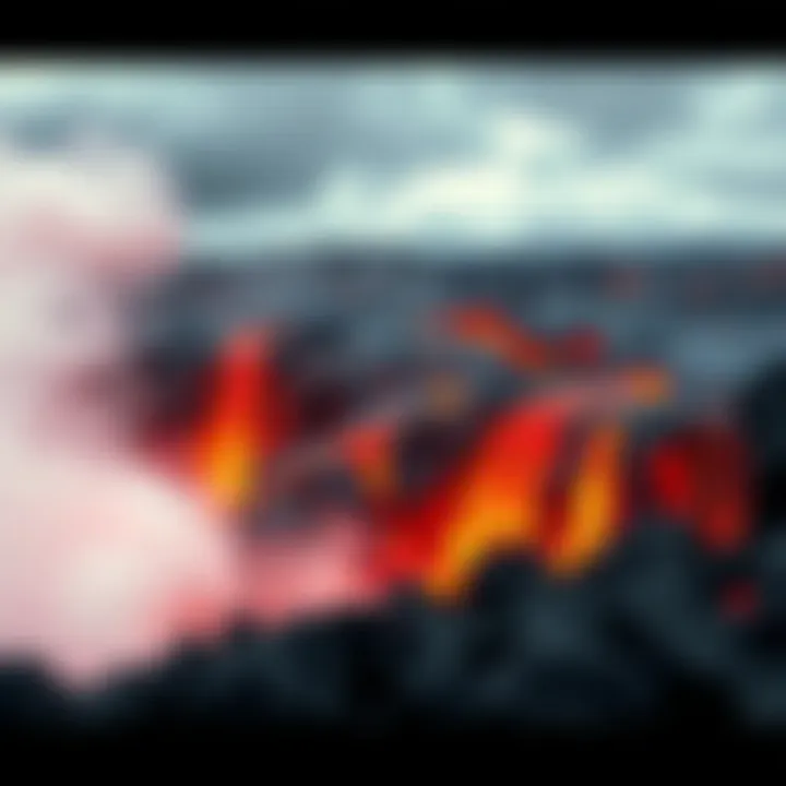 Lava flow from the recent eruptions affecting the surrounding environment.