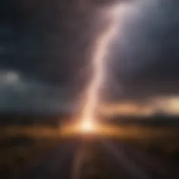 Dramatic lightning strikes illuminating a stormy sky