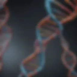 A detailed representation of a DNA double helix showcasing genetic sequences