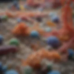 Diverse microorganisms thriving in a gut ecosystem.